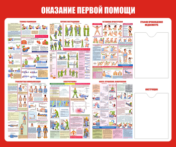 С17 Стенд оказание первой помощи (1200х1000 мм, пластик ПВХ 3 мм, алюминиевый багет золотого цвета) - Стенды - Стенды по первой медицинской помощи - Магазин охраны труда ИЗО Стиль