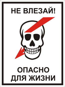 S29/1 Не влезай! опасно для жизни! "череп" (пластик) - Знаки безопасности - Знаки по электробезопасности - Магазин охраны труда ИЗО Стиль